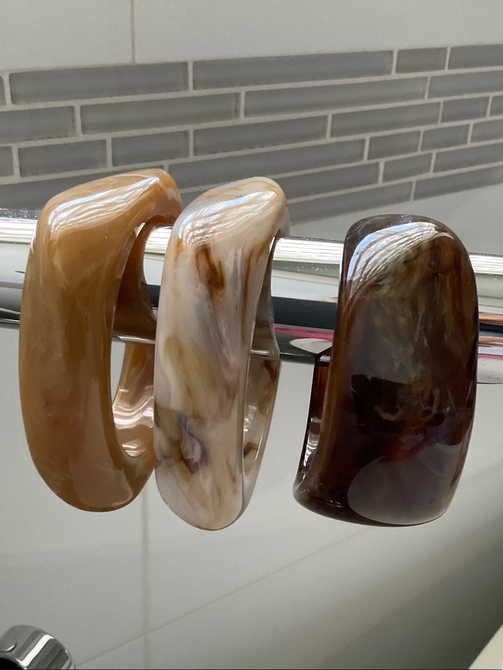 Zara Brown, Caramel and Cream Resin bangle Trio